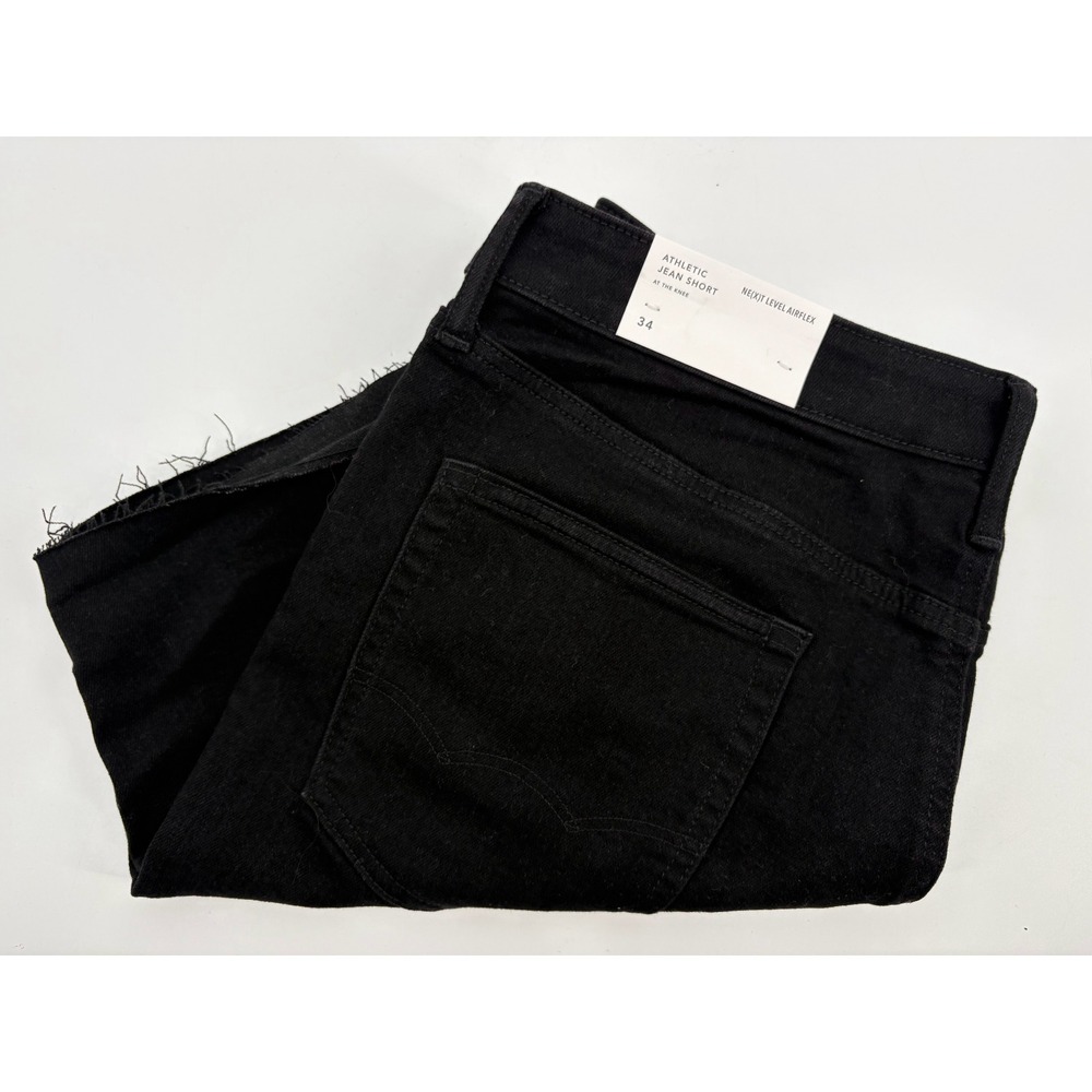 American Eagle AE Athletic Black Raw Hem Cut Off Denim Jean Shorts, 43, NEW NWT